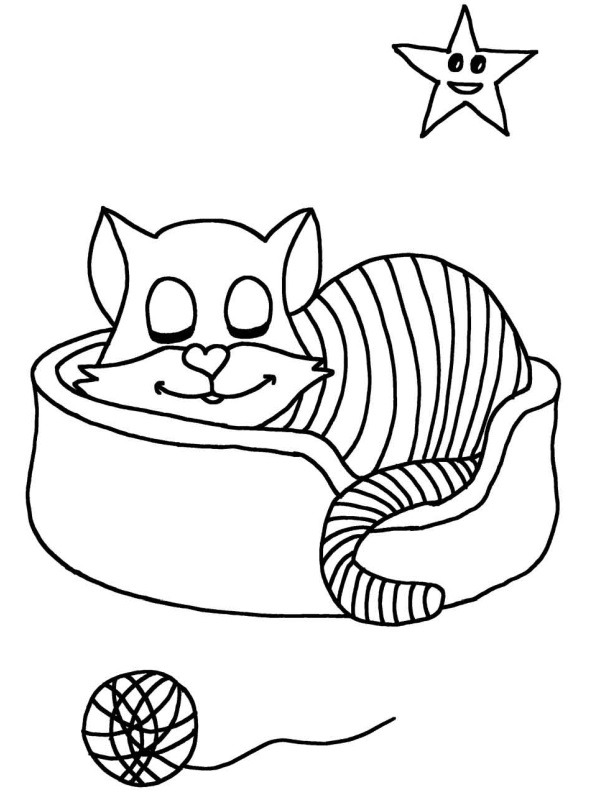 Pisicuța în coș de colorat