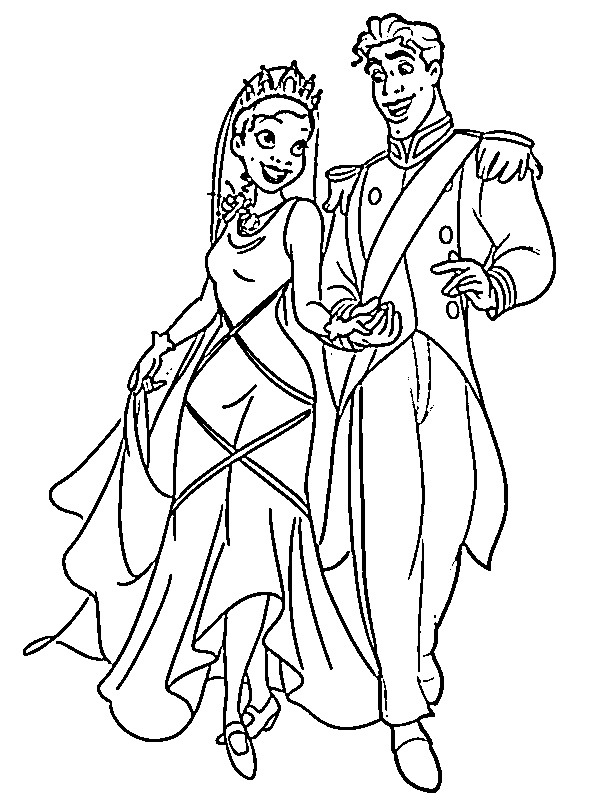Prințesa Tiana și Prințul Naveen de colorat