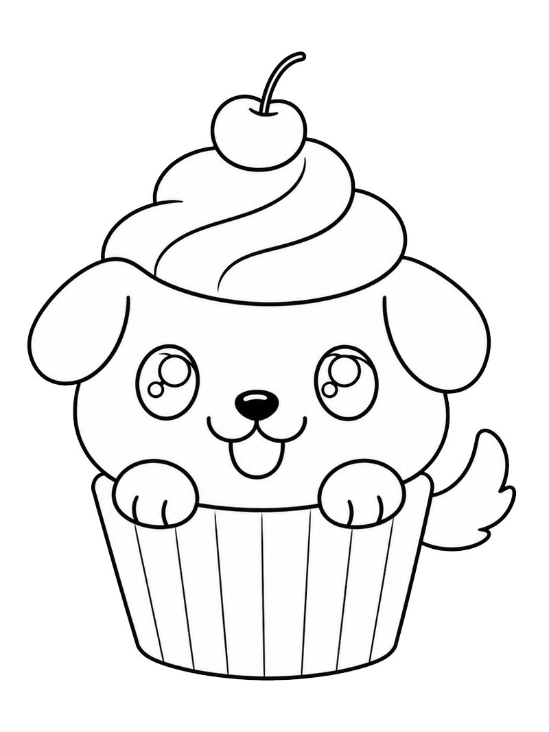 Puppy cupcake de colorat