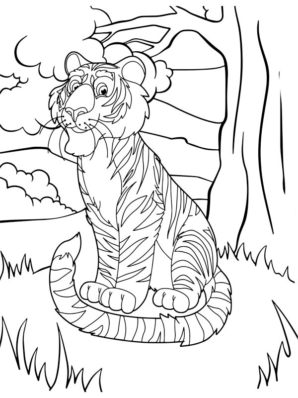 Tigru drăguț de colorat