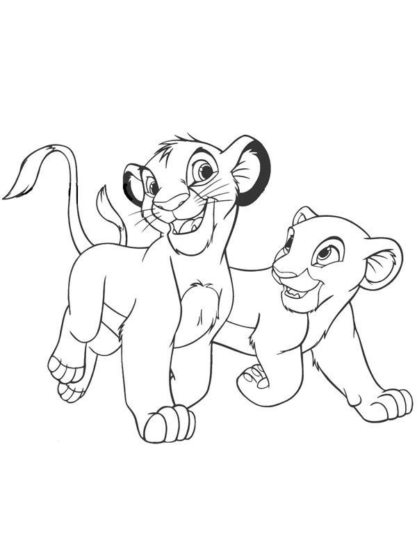 Simba și Nala de colorat