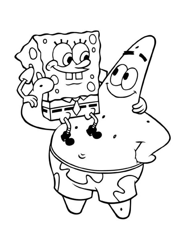 Spongebob deasupra lui Patrick de colorat