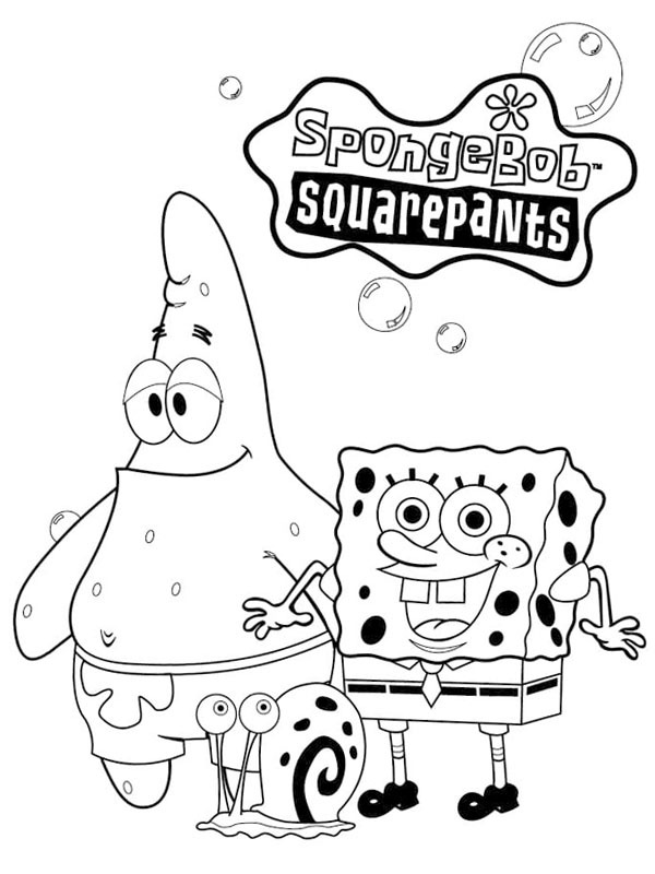 Spongebob, Patrick Stea și melcul Gary de colorat