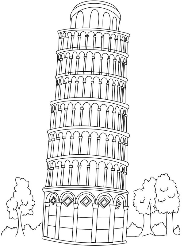 Turnul din Pisa de colorat