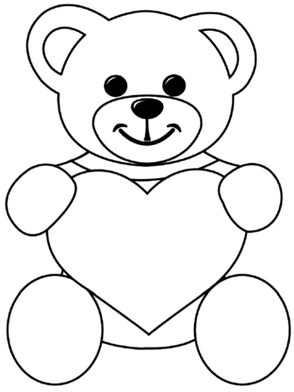 Ursulețul Valentine de colorat