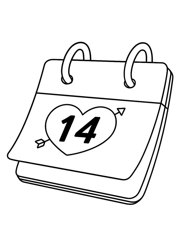Calendar de Ziua &Icirc;ndrăgostiților de colorat
