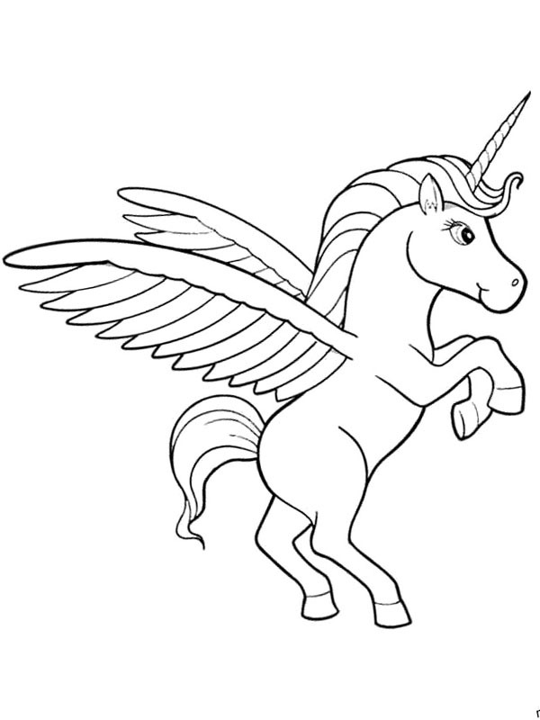 Unicorn zburător de colorat