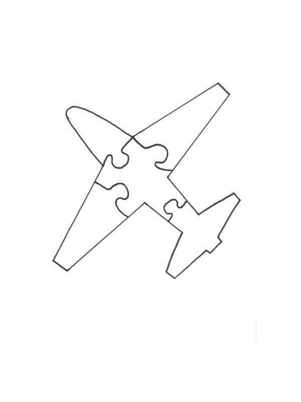 Puzzle avion de colorat