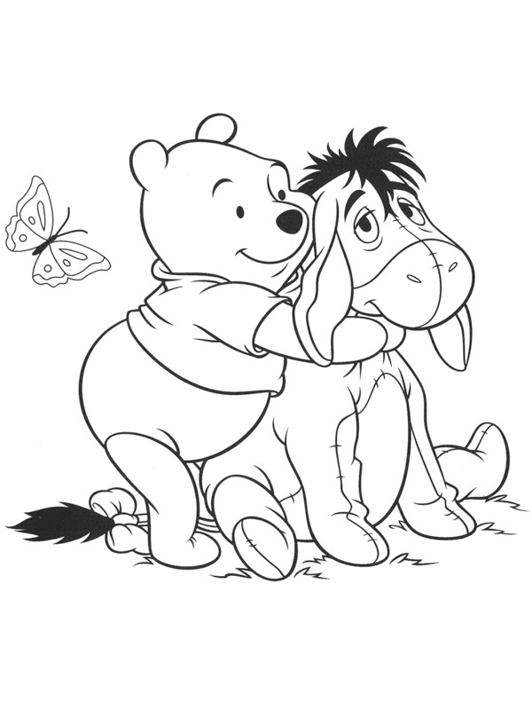 Winnie de Pooh și Eeyore de colorat