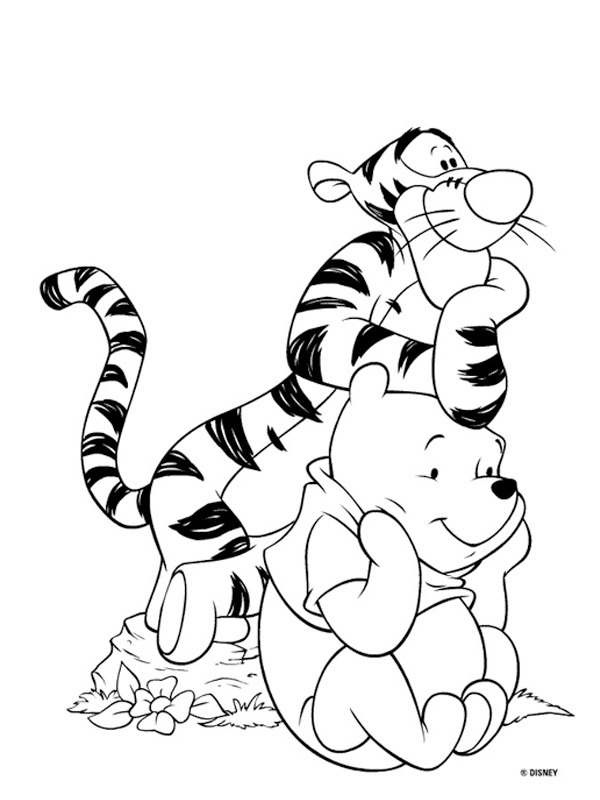 Winnie the Pooh și Tigru de colorat