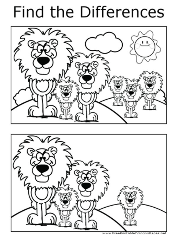 Căutați diferența: Leul de colorat