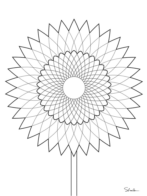 Mandala floarea soarelui de colorat